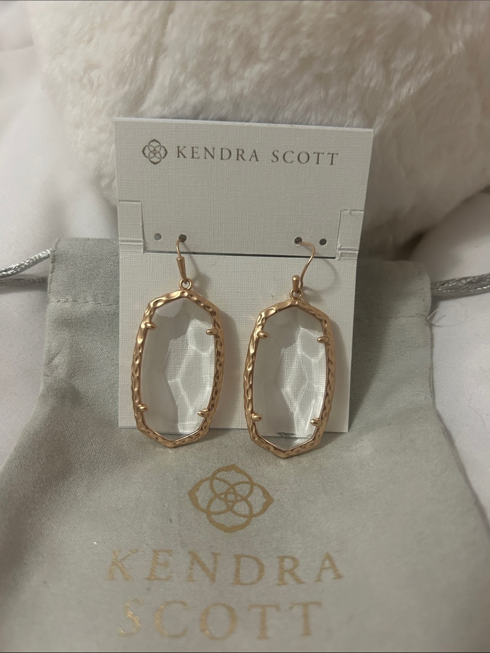 Kendra Scott Elle Rose Gold Clear Crystal Drop Earrings